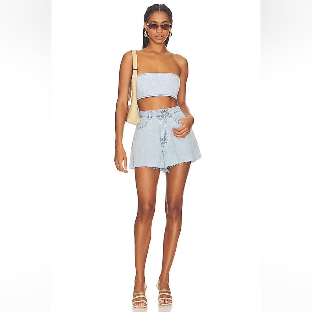 WeWoreWhat | Flare Bell Short in Light Wash